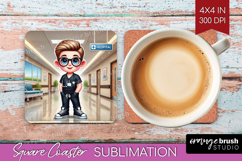 Male Nurse Square Coaster - Medical Coaster PNG Sublimation Product Image 1