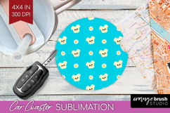 Maltese Dog Car Coaster Cute Chibi Puppy Coaster PNG Product Image 1