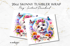 Maltese Tumbler Wrap PNG Sublimation Design, 20oz Skinny Product Image 2