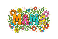 T shirt Mothers Day Mama typography with retro floral illust Product Image 2