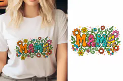 T shirt Mothers Day Mama typography with retro floral illust Product Image 1