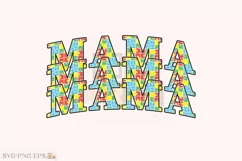 Mama Autism Mom SVG Design, Varsity PNG T-shirt Design Product Image 1
