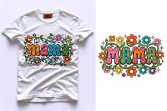 T shirt Mothers Day mama lettering with colorful floral fram Product Image 1