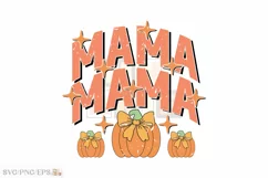 Halloween Coquette Fall Mama Pumpkin PNG SVG T-shirt Design Product Image 1
