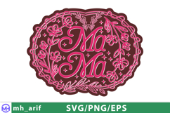 Mama Mother Wreath PNG SVG T-shirt Design Product Image 1