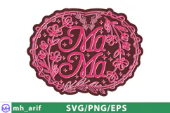 Mama Mother Wreath PNG SVG T-shirt Design Product Image 1