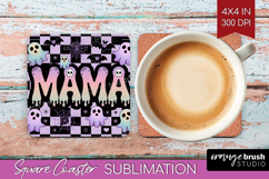 Mama Halloween Square Coaster Spooky Season Coaster PNG Product Image 1