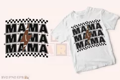 Retro Mom Lightning Bold Football Mama SVG T-shirt Design Product Image 2
