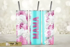 MAMA tumbler wrap sublimation design png with pink peony Product Image 1