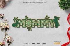 Mommy Text with Rabbit and Bunny, 3D Layered Lasercut Design Product Image 1
