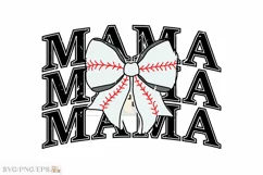 Retro Mom Mama Baseball Coquette Bow PNG T-shirt Design Product Image 1