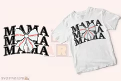 Retro Mom Mama Baseball Coquette Bow PNG T-shirt Design Product Image 2
