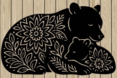 Mama bear mandala stencil silhouette SVG Product Image 1