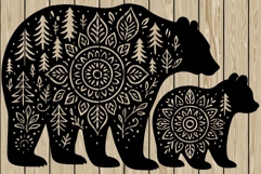 Mama bear mandala stencil silhouette SVG Product Image 1