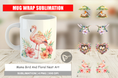 Mama Bird Floral Nest Art Mug Wrap Product Image 1