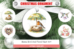 Mama Bird And Floral Nest Art Ornament Product Image 1