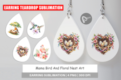 Mama Bird And Floral Nest Art Earring Product Image 1