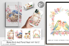 Mama Bird Floral Nest Art Digital Paper Product Image 1