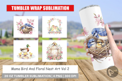Mama Bird And Floral Nest Art Tumbler Product Image 1