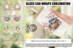 Mama Bird And Floral Nest Art Glass Can Product Image 1