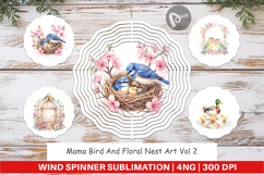 Mama Bird Floral Nest Art Wind Spinner Product Image 1