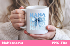 Mama Sublimation Design | College Font Blue Bow PNG Product Image 1