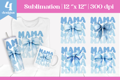 Mama Sublimation Design | Coquette Blue Bow Mother&#039;s Day Product Image 1