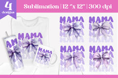 Mama Sublimation Design | Purple Bow Mother’s Day PNG Product Image 1