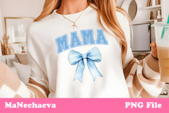 Mama Sublimation Design | College Font Blue Bow PNG Product Image 2