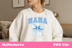 Mama Sublimation Design | College Font Blue Bow PNG Product Image 1