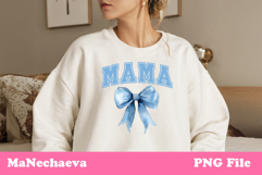 Mama Sublimation Design | College Font Blue Bow PNG Product Image 2