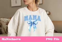 Mama Sublimation Design | College Font Blue Bow PNG Product Image 2