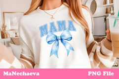 Mama Sublimation Design | College Font Blue Bow PNG Product Image 1