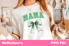 Mama Sublimation Design | Green Bow College Font PNG Product Image 1