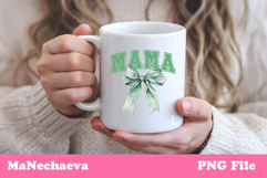 Mama Sublimation Design | Green Bow College Font PNG Product Image 1