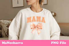 Mama Sublimation Design | Orange Bow College Font PNG Product Image 2