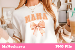 Mama Sublimation Design | Orange Bow College Font PNG Product Image 1