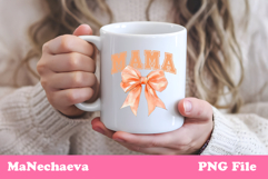 Mama Sublimation Design | Orange Bow College Font PNG Product Image 1