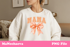 Mama Sublimation Design | Orange Bow College Font PNG Product Image 2