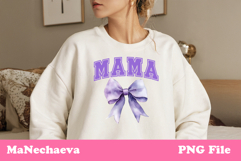 Mama Sublimation Design | Purple Bow College Font PNG Product Image 3