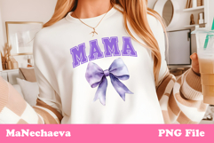 Mama Sublimation Design | Purple Bow College Font PNG Product Image 1