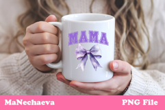 Mama Sublimation Design | Purple Bow College Font PNG Product Image 2