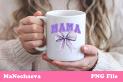Mama Sublimation Design | Purple Bow College Font PNG Product Image 3