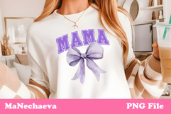 Mama Sublimation Design | Purple Bow College Font PNG Product Image 1