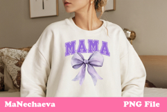 Mama Sublimation Design | Purple Bow College Font PNG Product Image 2