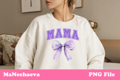 Mama Sublimation Design | Purple Bow College Font PNG Product Image 2