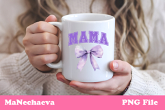 Mama Sublimation Design | Purple Bow College Font PNG Product Image 1