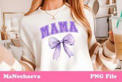 Mama Sublimation Design | Purple Bow College Font PNG Product Image 3