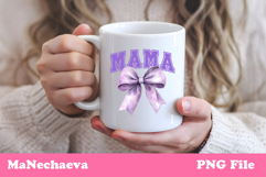 Mama Sublimation Design | Purple Bow College Font PNG Product Image 3