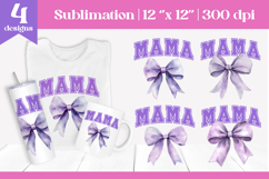 Mama Sublimation Design | Purple Bow College Font PNG Product Image 1